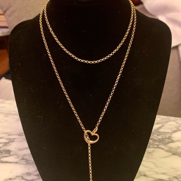 Italy made 14k gold heart versatile lariat necklace choker, bracelet, anklet - Picture 5 of 12